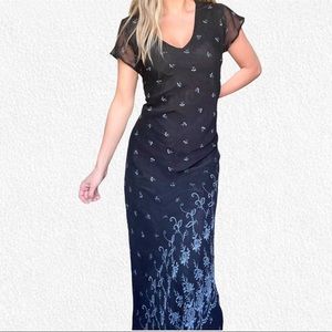 Vintage 90s floral beaded maxi dress